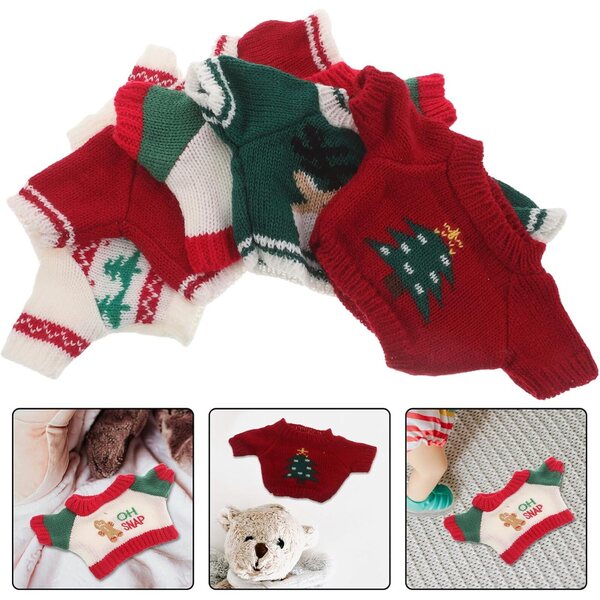 Set 5 Maglioni Natalizi in Lana per Bambole e Peluche 30 cm - Decorazioni Festive