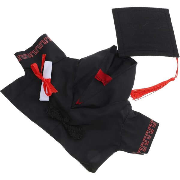 WOONEKY Set Costume Laurea per Bambola con Cappello, Giacca Nera e Certificato