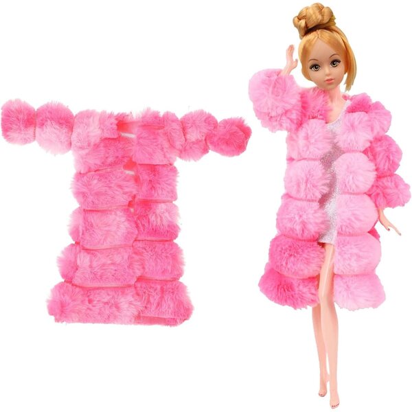 Set Vestiti per Bambole 27-29 cm Gilet in Peluche Morbido Rosa Elegante e Confortevole