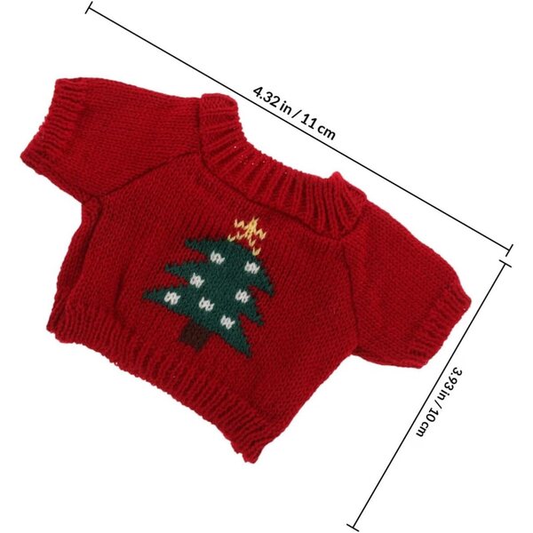 Garvalon BÄRENPULLOVER aus Wollgarn für 8-9-Zoll-Puppen, rot, handgefertigt