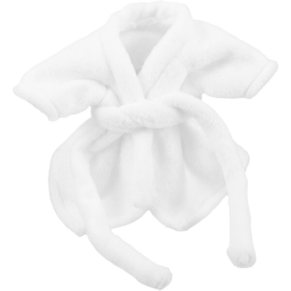 Vestaglia di Peluche Bianca per Mini Orsetti e Bambole - Set Accessori Vasca Bambini