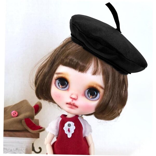 HEMOTON Mini-Baskenmütze in Schwarz für 20 cm große Puppen, leicht und widerstandsfähig