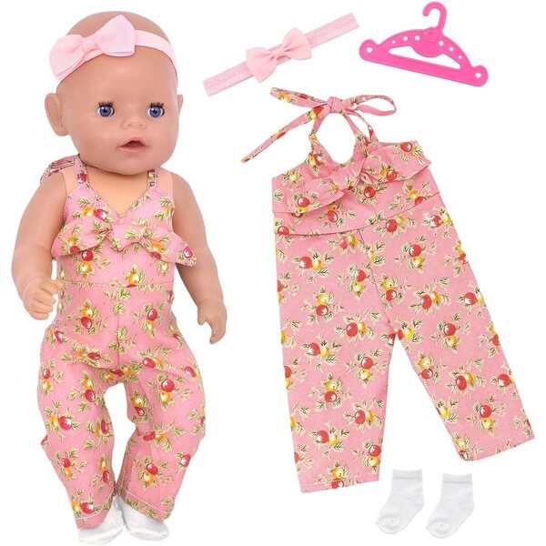 Puppenkleidung mit rosa Hosenträgern: süße und farbenfrohe Kleidung für Puppen