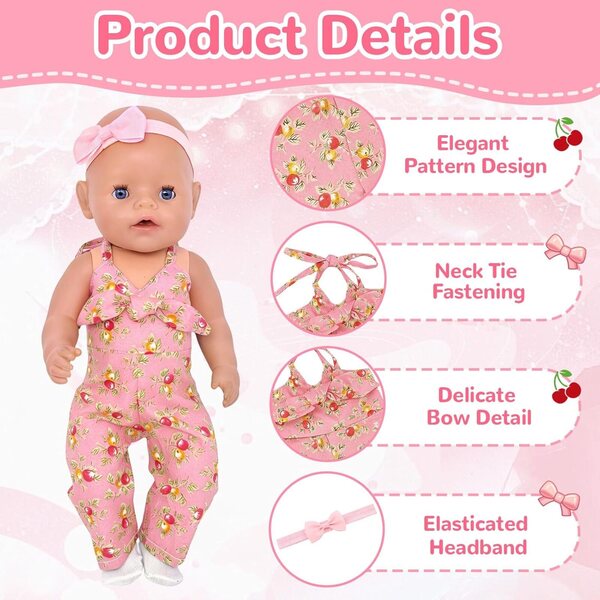 Puppenkleidung mit rosa Hosenträgern: süße und farbenfrohe Kleidung für Puppen
