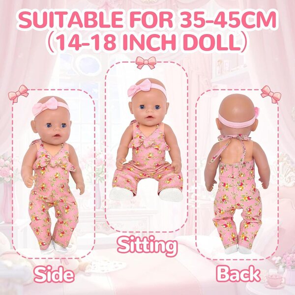 Puppenkleidung mit rosa Hosenträgern: süße und farbenfrohe Kleidung für Puppen