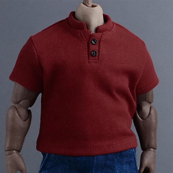 Sommer-T-Shirt für 1/9 Hellery-Puppen, rotes Freizeitkleid für Muskel-Actionfiguren