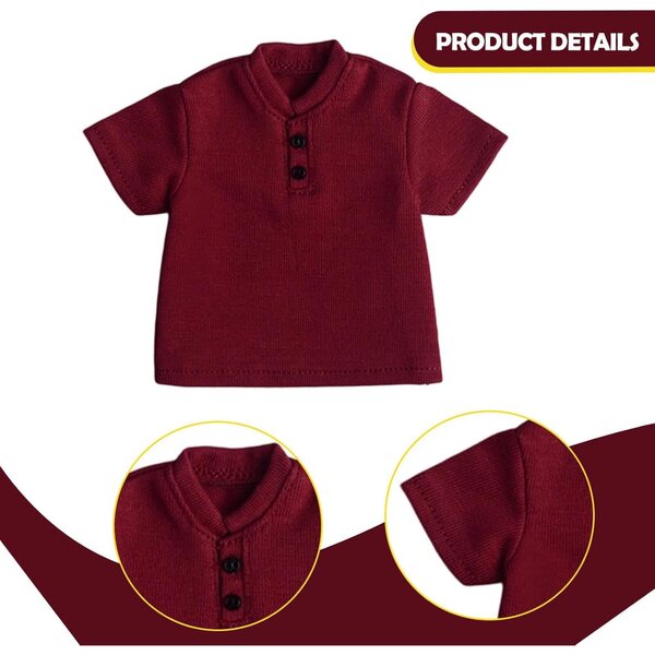 Sommer-T-Shirt für 1/9 Hellery-Puppen, rotes Freizeitkleid für Muskel-Actionfiguren