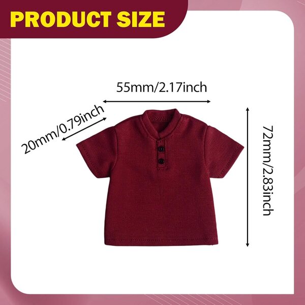 Sommer-T-Shirt für 1/9 Hellery-Puppen, rotes Freizeitkleid für Muskel-Actionfiguren