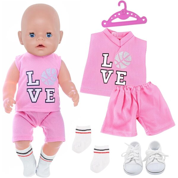 2-teiliges rosa Fußball-Sportkleidungsset für 14-18-Zoll-Puppen