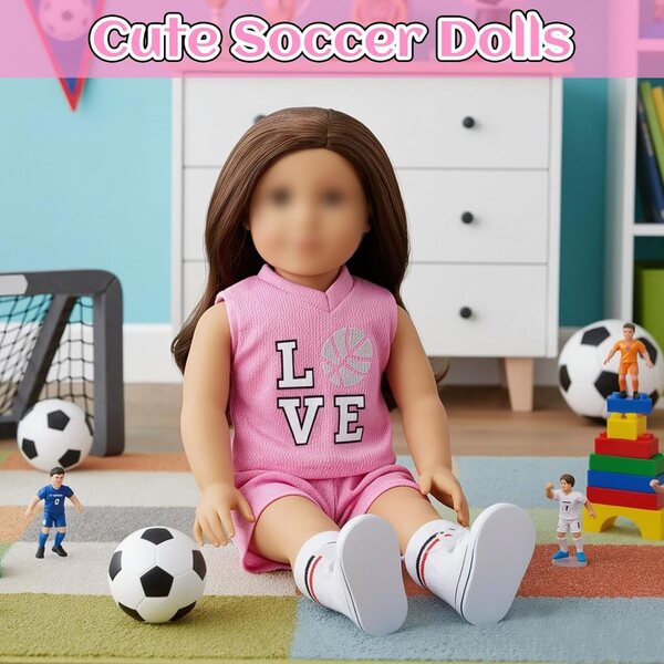 2-teiliges rosa Fußball-Sportkleidungsset für 14-18-Zoll-Puppen