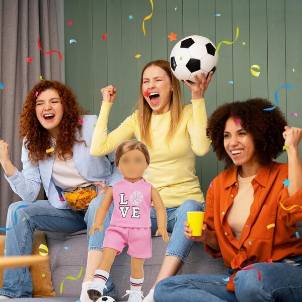 2-teiliges rosa Fußball-Sportkleidungsset für 14-18-Zoll-Puppen