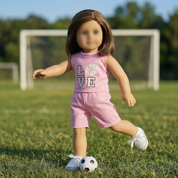 2-teiliges rosa Fußball-Sportkleidungsset für 14-18-Zoll-Puppen
