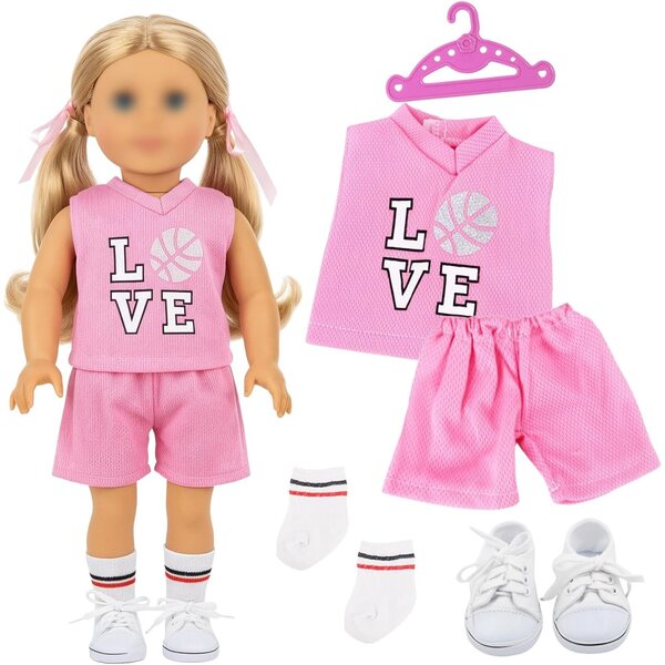 2-teiliges rosa Fußball-Sportkleidungsset für 14-18-Zoll-Puppen