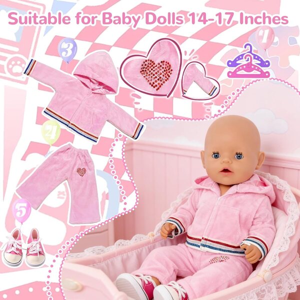 Puppenkleidung 35,5-45,7 cm rosa Overall-Set 2-teilig YAEGIMHT