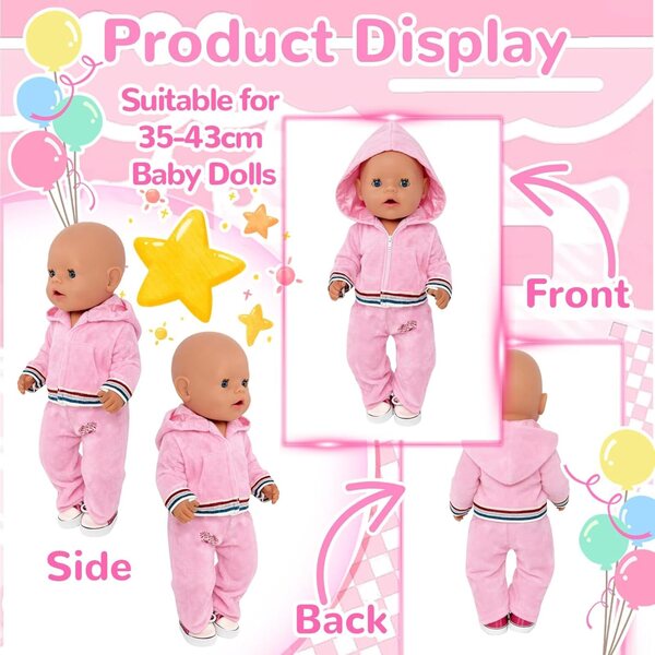 Puppenkleidung 35,5-45,7 cm rosa Overall-Set 2-teilig YAEGIMHT