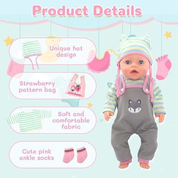 Vestiti per bambole 35,5-45,7 cm in tessuto koala grigio con gancio