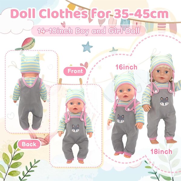 Vestiti per bambole 35,5-45,7 cm in tessuto koala grigio con gancio