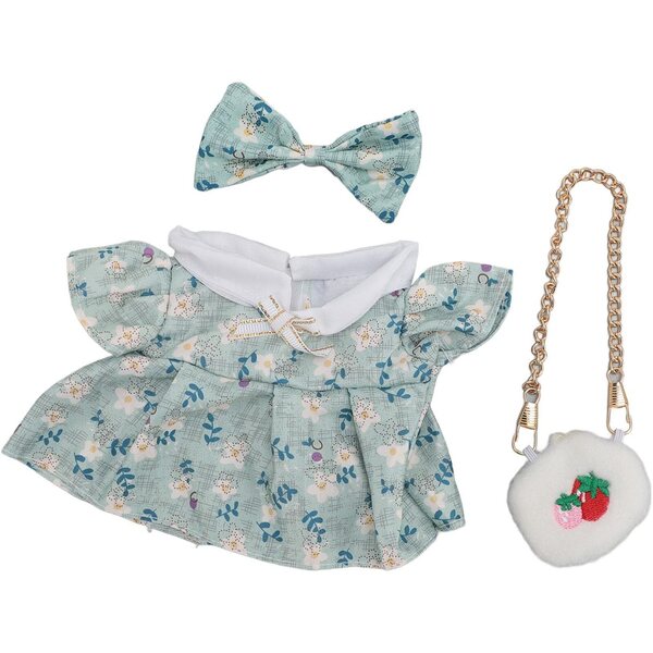 Abito in Cotone per Bambole di Peluche 20 cm con Papillon e Borsa Fragola Cloimei