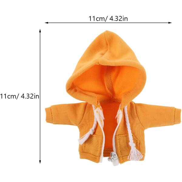 Felpa Cappuccio Gialla per Bambole 12 cm in Tessuto Morbido, Accessorio Fai da Te