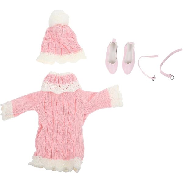 60-cm-Puppen-Winterkleidungsset mit rosa Pullover, Schuhen und Mütze UPKOCH
