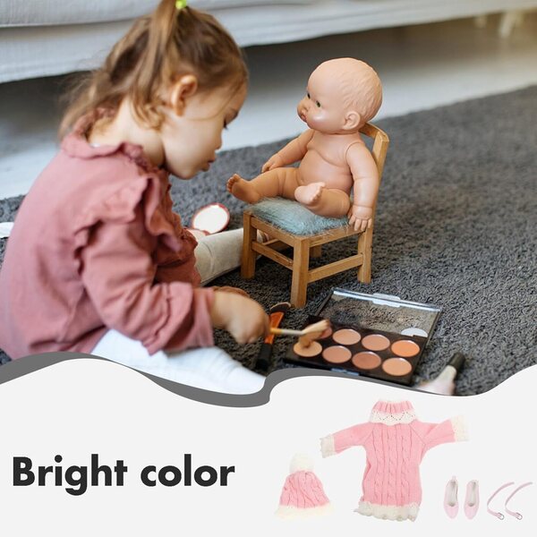60-cm-Puppen-Winterkleidungsset mit rosa Pullover, Schuhen und Mütze UPKOCH