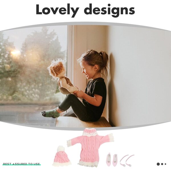 60-cm-Puppen-Winterkleidungsset mit rosa Pullover, Schuhen und Mütze UPKOCH