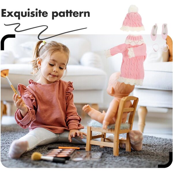 60-cm-Puppen-Winterkleidungsset mit rosa Pullover, Schuhen und Mütze UPKOCH