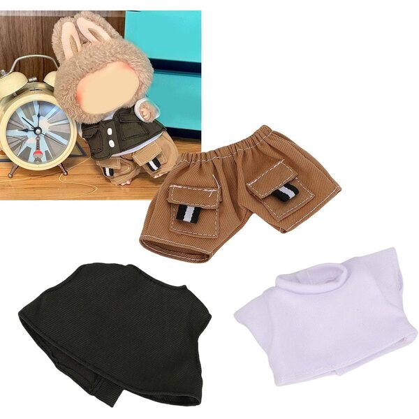 Puppenkleidungsset 17 cm Tnfeeon Weste, T-Shirt und Hose aus Stofffaser