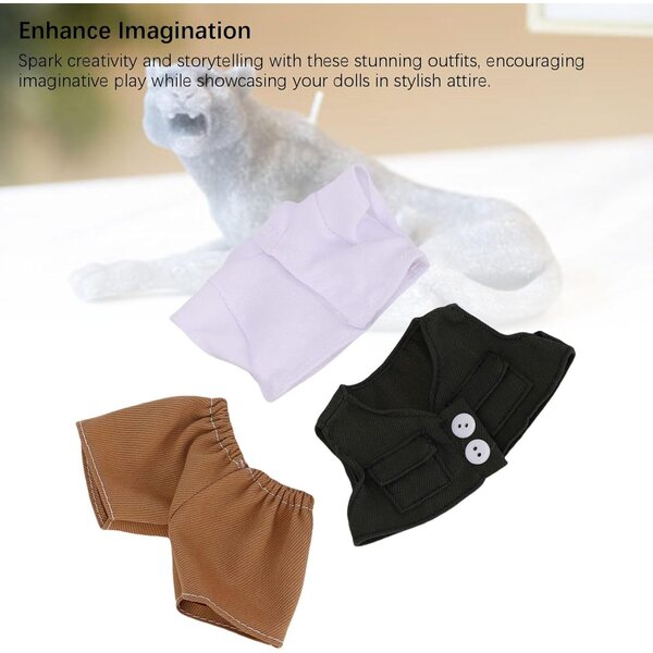 Puppenkleidungsset 17 cm Tnfeeon Weste, T-Shirt und Hose aus Stofffaser