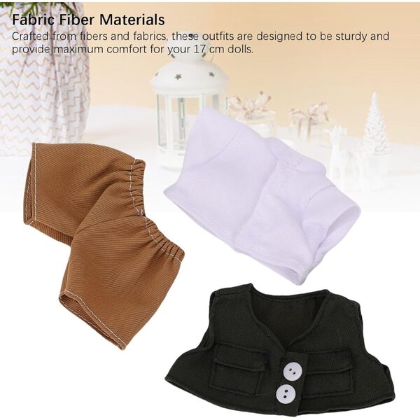 Puppenkleidungsset 17 cm Tnfeeon Weste, T-Shirt und Hose aus Stofffaser