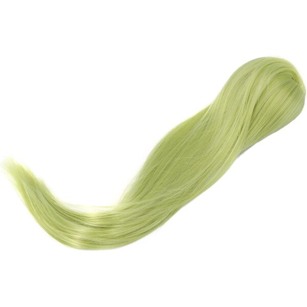 Avocadogrüne Puppe-Perücke aus weicher Seide, glattes Haar, Hitzestyling, 22–23 cm