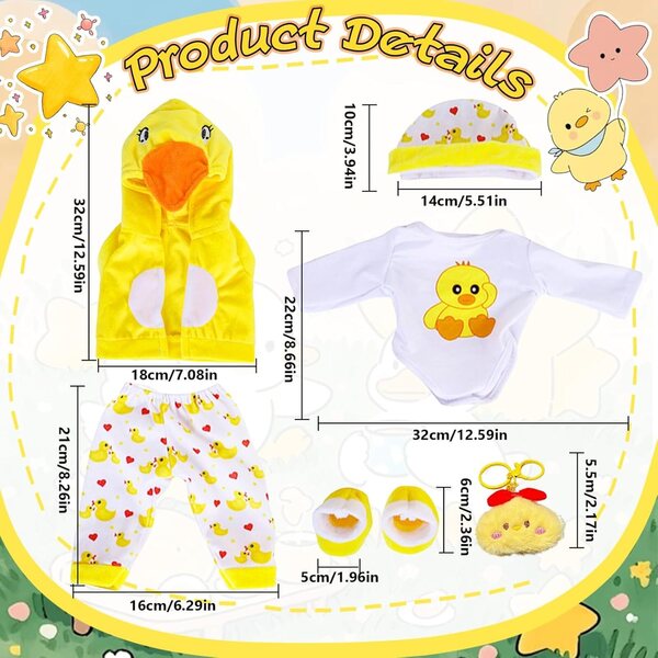 Set 5 Vestiti per Bambola Pollo 35-43 cm - Abbigliamento Versatile YAEGIMHT