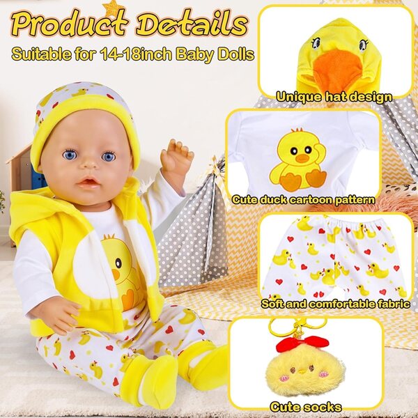 Set 5 Vestiti per Bambola Pollo 35-43 cm - Abbigliamento Versatile YAEGIMHT