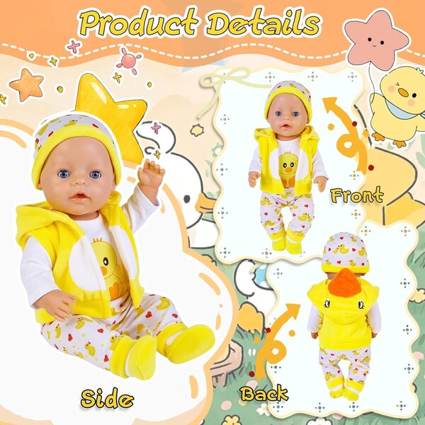 Set 5 Vestiti per Bambola Pollo 35-43 cm - Abbigliamento Versatile YAEGIMHT