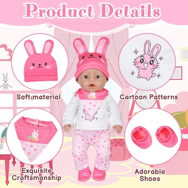 Abbigliamento Rosa coniglio per bambole 30-45cm - Orizizhic
