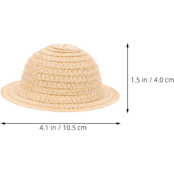 Mini Cappelli di Paglia per Bambole Set 3 Pezzi Beige e Caffè Accessori Creativi