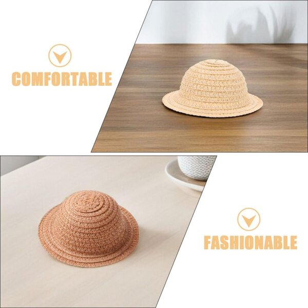Mini Cappelli di Paglia per Bambole Set 3 Pezzi Beige e Caffè Accessori Creativi