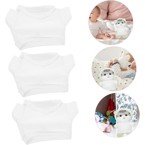 Set mit 6 weichen Kleidungsstücken für Teddybären aus weißem Stoff, 17,5 x 13 cm