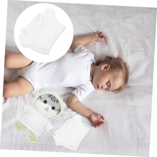 Set mit 6 weichen Kleidungsstücken für Teddybären aus weißem Stoff, 17,5 x 13 cm