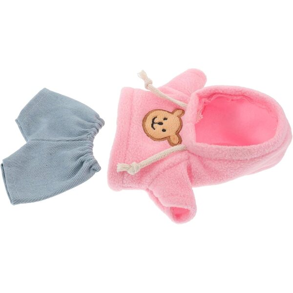 Set Abbigliamento per Bambole Orso di Peluche 20 cm con Felpa Rosa e Pantaloni Jeans