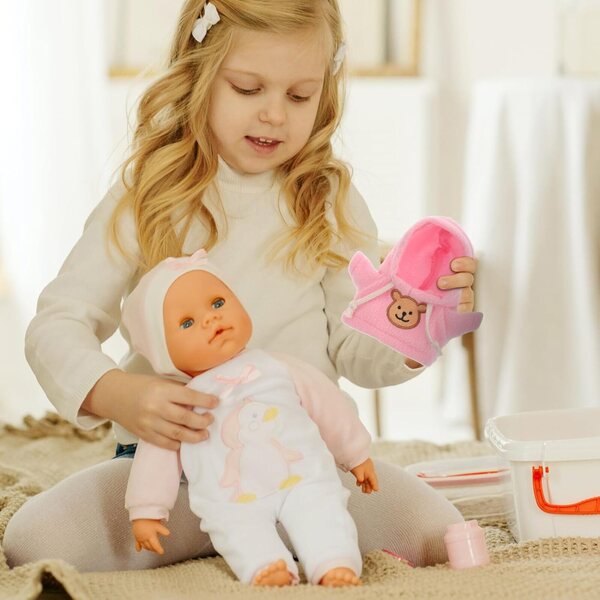 Set Abbigliamento per Bambole Orso di Peluche 20 cm con Felpa Rosa e Pantaloni Jeans
