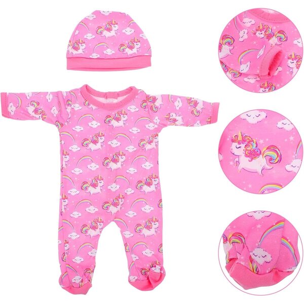 Beaupretty Set Vestiti per Bambole da 18 Pollici con Tutina e Cappello Lavabile Multicolore