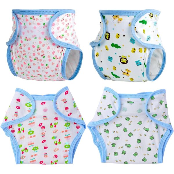 KOMBIUDA Set 4 Pannolini Regolabili per Bambole Morbidi e Lavabili, Accessori Realistici