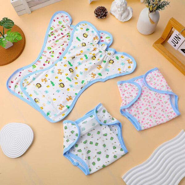 KOMBIUDA Set 4 Pannolini Regolabili per Bambole Morbidi e Lavabili, Accessori Realistici