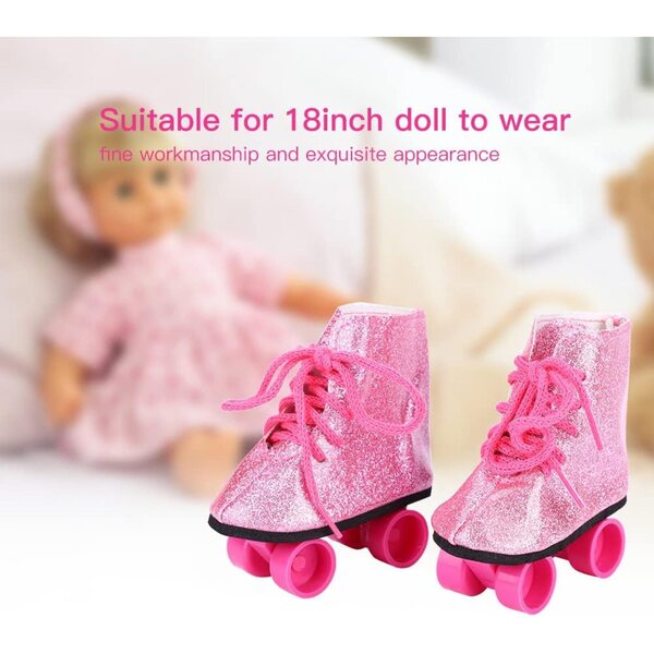 Pattini a Rotelle Rosa per Bambole da 18 Pollici - Accessori Moda Leggeri e di Qualità