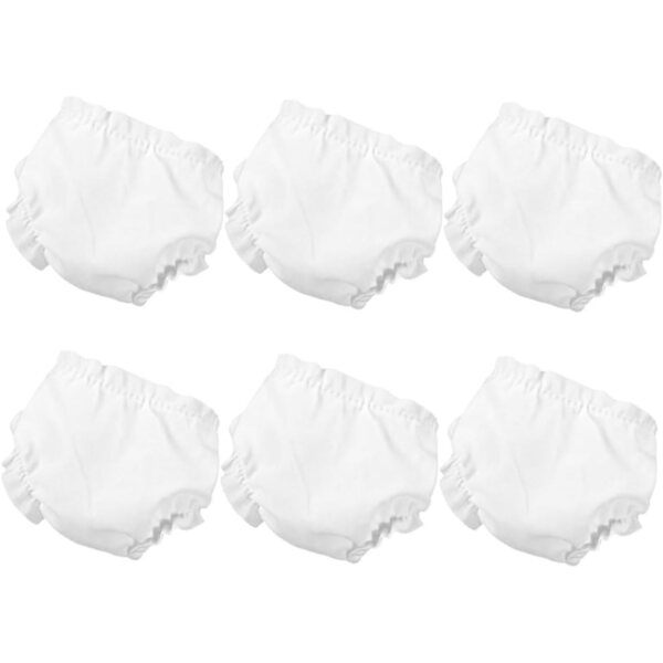 6 Pezzi Mutandine Bianche per Bambole da 10 Pollici - Accessori Riutilizzabili in Tessuto