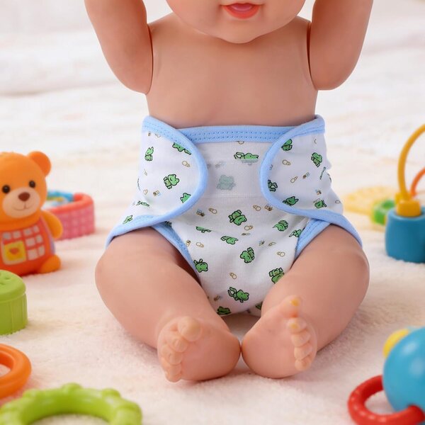 Set 4 Pannolini Riutilizzabili Regolabili per Bambole - Tessuto Morbido e Colori Assortiti