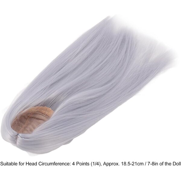Alomejor Parrucca per Bambola 1/4 Capelli Lunghi Lisci Blu, Rifinibile e Elegante