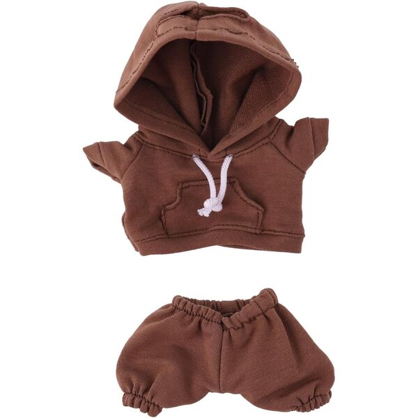 Braunes Freizeitkleidungsset für 17-cm-Puppen, Kapuzenpullover und Hose
