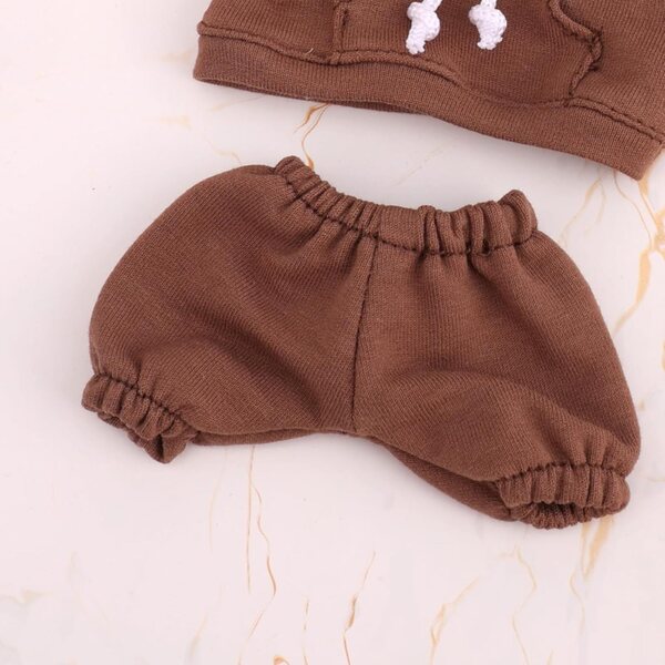 Braunes Freizeitkleidungsset für 17-cm-Puppen, Kapuzenpullover und Hose